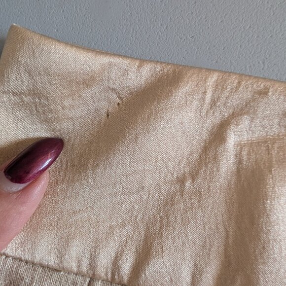 St John Collection Beige Linen Blend Pleated Skirt Silk Waistband Size 10 - Picture 8 of 10